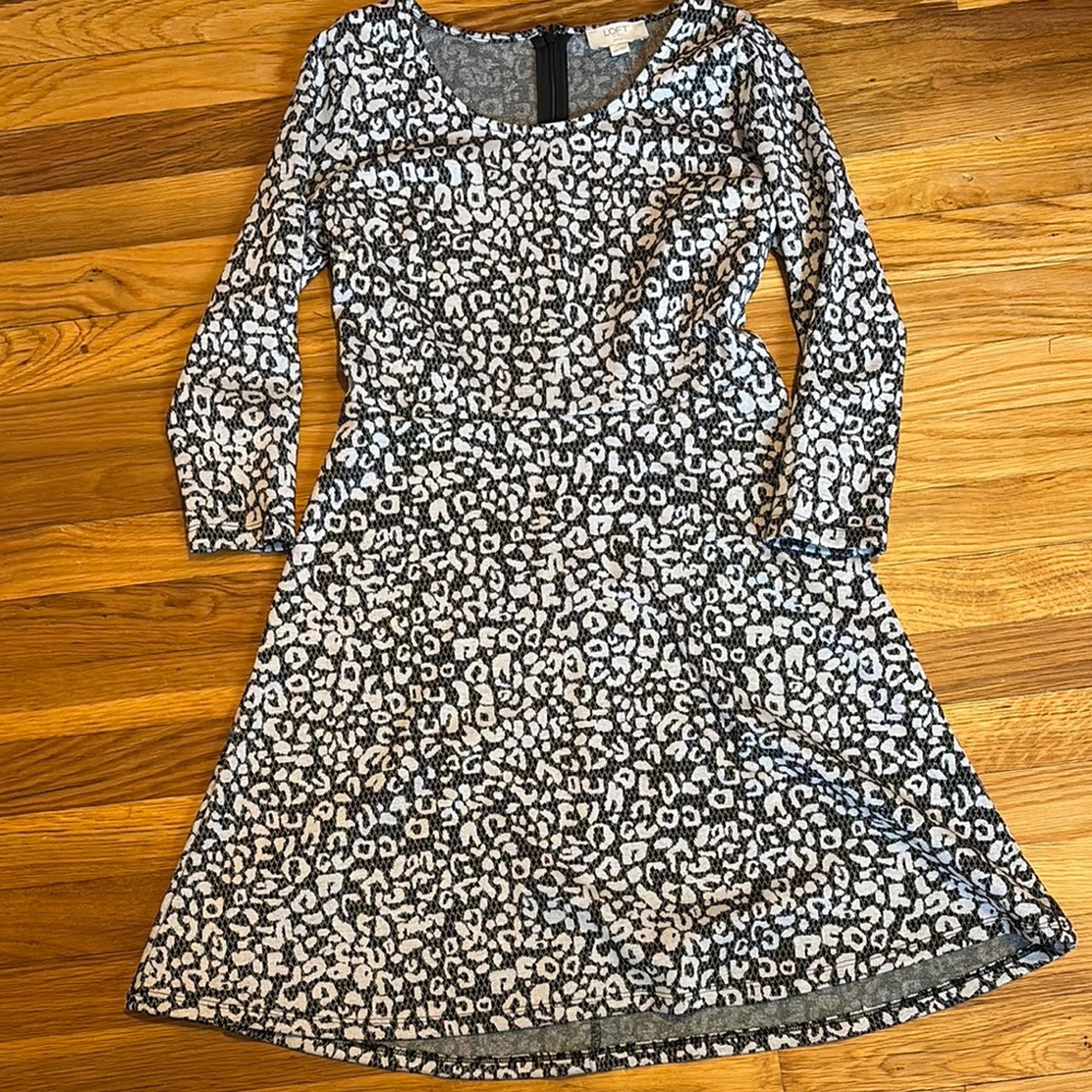 Loft Black and White Leopard Print Dress